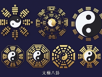 Taiji Bagua Heavenly Gan Earth Branch Yin Yang Five Elements 12 Hours Eight Array Figure Hollow Carving 3d model