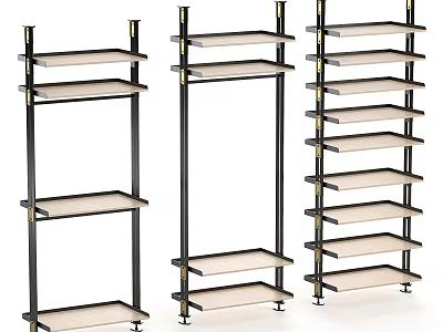 Modern Display Shelves With Black Metal Frame And Beige Tiers For Retail Storage 3d model