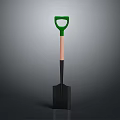 Durable Garden Shovel With Green Handle Wooden Shaft And Black Blade