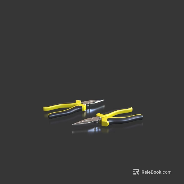 High Quality Hardware Tools Pliers With Yellow Black Handles And Metal Jaws 3d model 