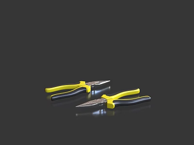 High Quality Hardware Tools Pliers With Yellow Black Handles And Metal Jaws 3d model