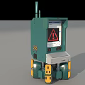 Green Mobile Industrial Equipment With Display Screen Warning Sign And Yellow Wheels Antenna