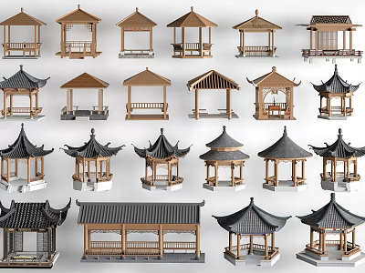 Traditional Chinese Style Pavilions And Gazebos Collection In Various Designs 3d model