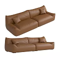 Modern Brown Leather Multi Seater Sofa With Comfortable Cushions And Sleek Design 3d model