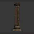 Elegant Classical Fluted Column With Ornate Capital Base And Architectural Design