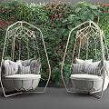 Modern Hanging Chair Outdoor Hanging Chair Hammock Green Plant Wall Combination 3d model