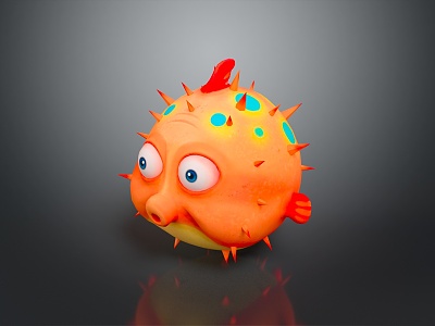 Puffer Dolphin Cartoon Puffer Dolphin Cartoon Puffer Sashimi Puffer Fish Freshwater Fish Puffer Fish 3d model