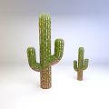 Green Cactus Decorative Ornament Set with Large and Small Sizes and White Spots