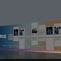 2022 Sports Dance Festival Exhibition Wall with Display Panels Images and Text on Blue Orange Background