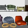Single Sofa Combination Soft Bag Sofa Lazy Sofa Geometric Sofa Rabbit Sofa 3d model