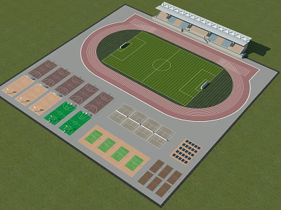 Stadium Layout With Running Track Soccer Field And Multiple Sports Zones 3d model