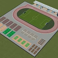 Stadium Layout With Running Track Soccer Field And Multiple Sports Zones