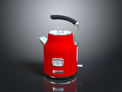 Stylish Red Kettle with Vintage Design and Metallic Finish for Home Kitchen Use 3d model