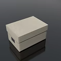 Beige Textured Fabric Box With Lid On Smooth Black Surface With Reflection 3d model