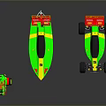 Colorful Green Yellow Red Toy Racing Cars With Rear Wings And Remote Control