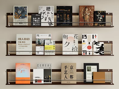 Stylish Bookshelf With Multiple Shelves Holding Diverse Books And Unique Cover Designs 3d model