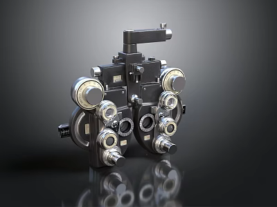 Professional Medical Optical Equipment With Multiple Metallic Knobs And Lenses 3d model
