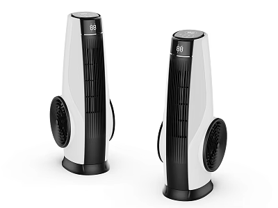 Modern Tower Air Conditioner Fan with Black and White Design and Dual Units 3d model