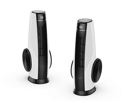 Modern Tower Air Conditioner Fan with Black and White Design and Dual Units 3d model