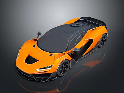 Orange Sports Car With Sleek Design Black Roof And Aerodynamic Body 3d model