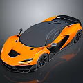 Orange Sports Car With Sleek Design Black Roof And Aerodynamic Body