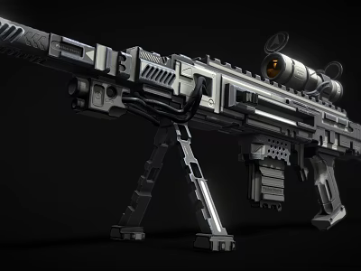 Futuristic Sniper Rifle With Advanced Scope And Sturdy Tripod Stand 3d model Futuristic Sniper Rifle With Advanced Scope And Sturdy Tripod Stand 3d model