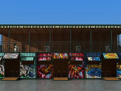 Container catering graffiti entertainment 3d model Container catering graffiti entertainment 3d model