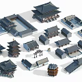 Ancient Chinese Architecture Models Featuring Traditional Pagodas Courtyards And Classic Roofs