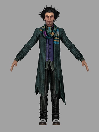 Realistic Foreign Men Realistic Men Beggar Clothes Foreign Pants Shoes Short Hair 3d model