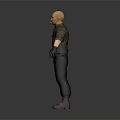 3D Character Design Of Bald Male With Dark Shirt Black Pants Brown Boots And Gloves