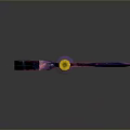 Decorative Fantasy Axe With Purple Blue Blade Moon Star Design And Yellow Accents