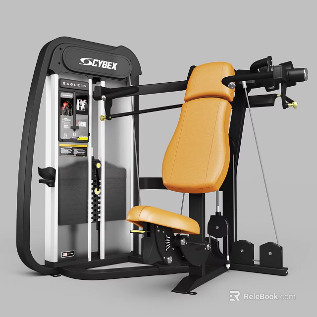 CYBEX Professional Chest Press Fitness Equipment With Orange Leather Seat And Sturdy Frame 3d model 