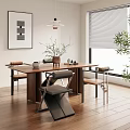 French Middle Style Dining Table and Chair Rectangular Dining Table and Chair Four-person Dining Table and Chair Long Dining Table Square Dining Table and Chair Four-person Dining Table and Chair 3d model
