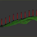 Red Torii Gates Arranged Along Green Grassy Slope With Stone Steps