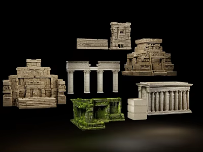 European architecture Greek ruins Roman ruins European ancient ruins European game scenes Terrain elements Egyptian architecture moss 3d model