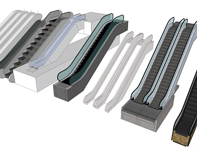 Modern Elevator And Escalator Design Featuring Various Types And Metal Structures 3d model