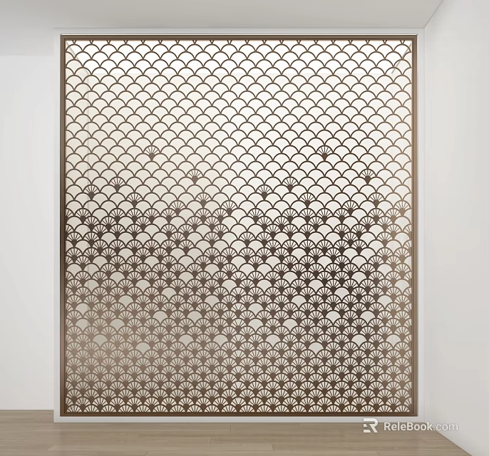 Modern Room Divider With Intricate Hollow Pattern And Geometric Design For Interior Decoration 3d model 