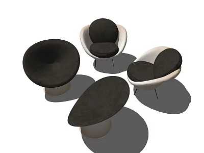 Modern Single Sofa Designs With Black And White Round Shaped Stylish Seating 3d model