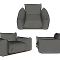 Light Gray Modern Minimalist Single Sofa With Comfortable Armrests Design 3d model