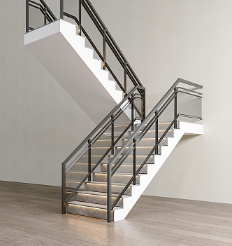 Glass Handrail Stairs Corner Stairs Stainless Steel Handrail Glass Railing Stairs 3d model