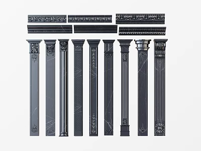 European Roman Column Carved Column 3d model