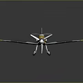 Vintage Gray and Yellow Fighter Aircraft Model with Black Cross Markings and Propeller Design