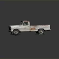Old Rusty Pickup Truck With Worn White Body Rusted Roof And Vintage Design