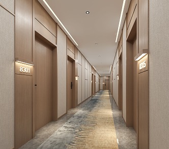 Hotel aisle 3d model