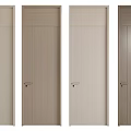 Modern Light Toned Wooden Hinged Doors With Various Sleek Panel Designs 3d model