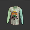 Light Green Long Sleeve V neck T shirt Featuring Off Road Vehicle Graphic Ridez Design