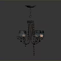 Vintage Metal Chandelier With Decorative Chains And Multiple Glass Candle Holders