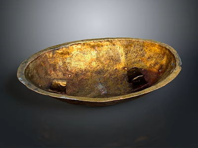 Ancient Golden Metal Weapon Featuring Historical Shiny Surface And Round Shape 3d model