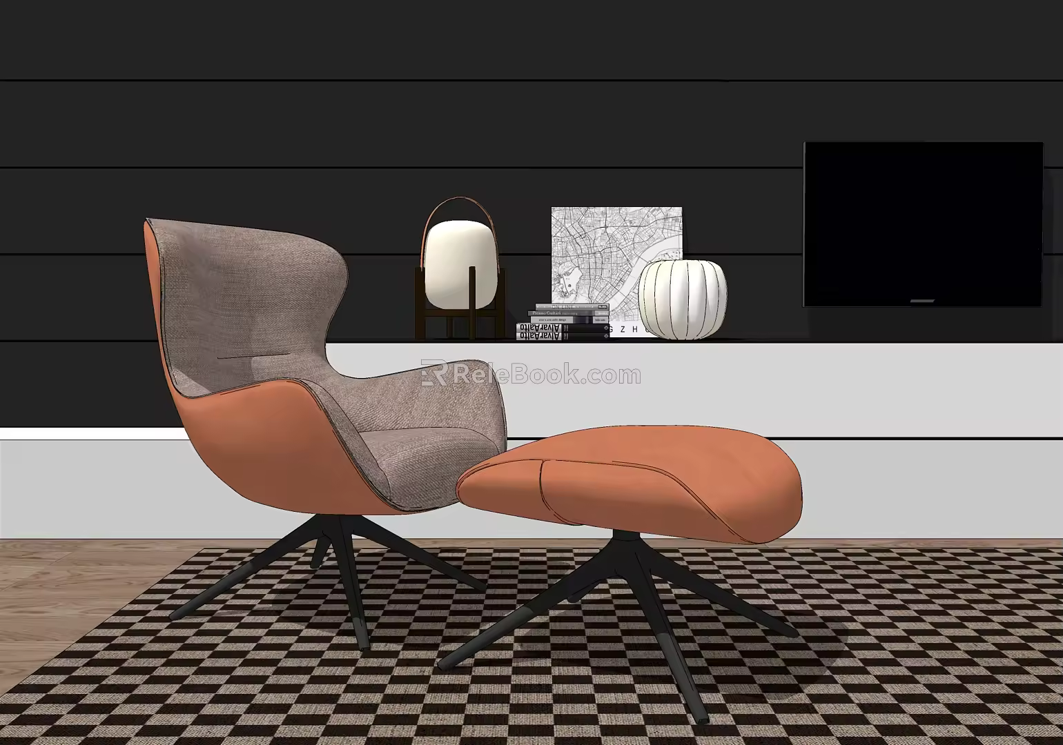 Modern Sofa Chair Single Sofa Table Lamp Combination 3d model