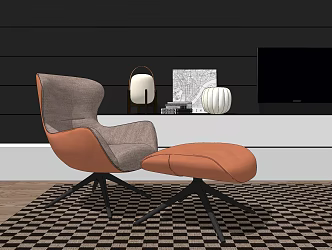 Modern Sofa Chair Single Sofa Table Lamp Combination 3d model